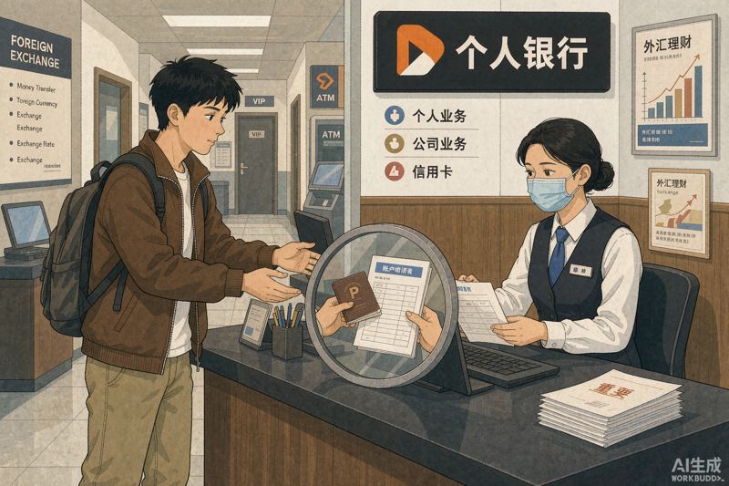 Opening a bank account in China - international student at a bank counter