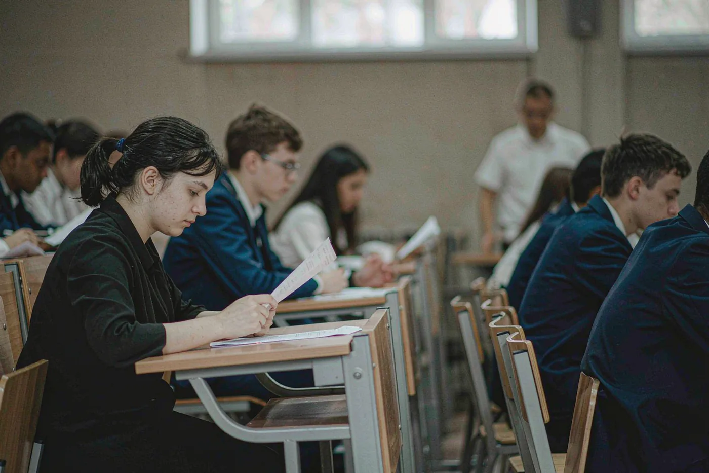 International students taking the HSK Chinese proficiency exam in China