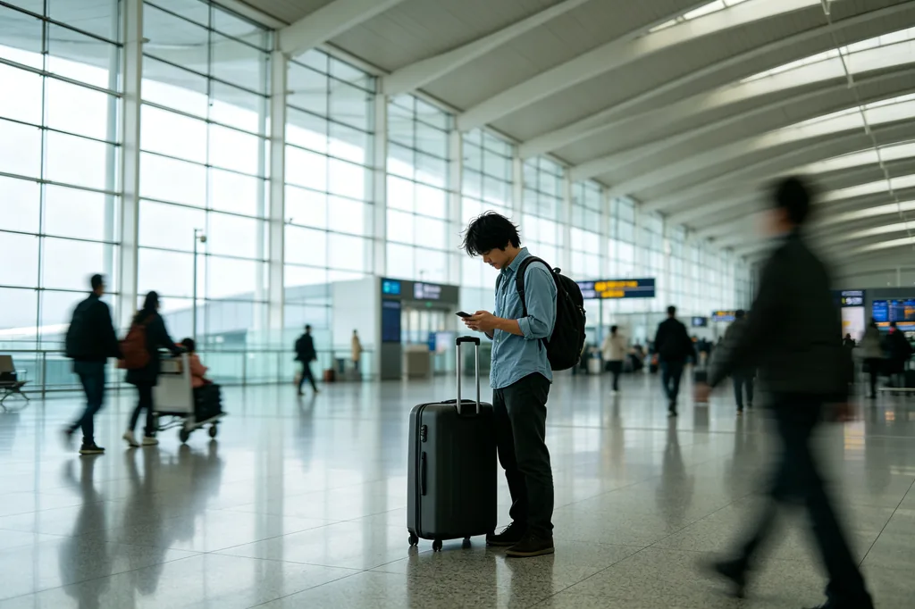 Hands holding an open passport wallet, documents turned away