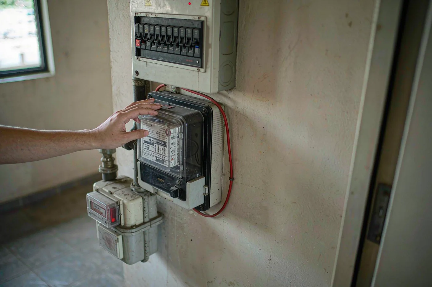 Electricity and water meters in a rental apartment in China