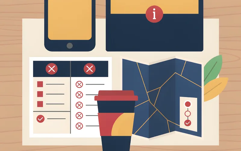 China Arrival Checklist flatlay illustration